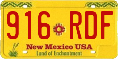 NM license plate 916RDF