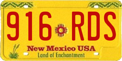 NM license plate 916RDS