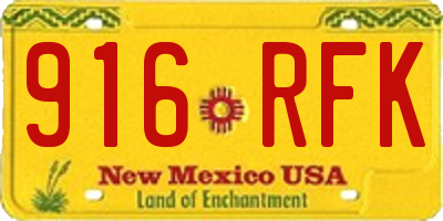 NM license plate 916RFK