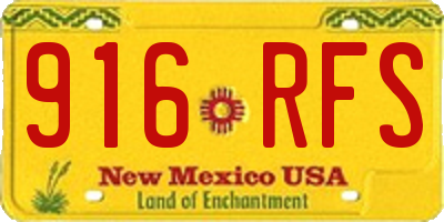 NM license plate 916RFS