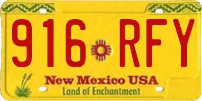 NM license plate 916RFY