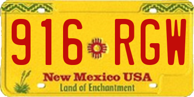 NM license plate 916RGW