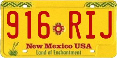 NM license plate 916RIJ