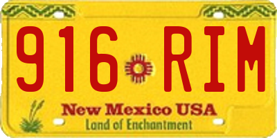 NM license plate 916RIM