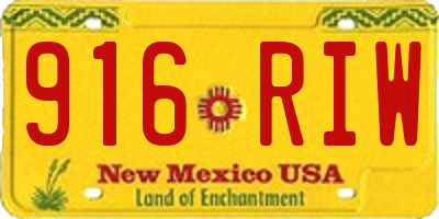 NM license plate 916RIW