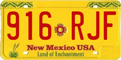 NM license plate 916RJF