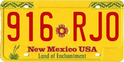 NM license plate 916RJO