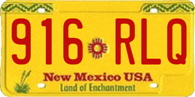 NM license plate 916RLQ