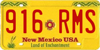 NM license plate 916RMS