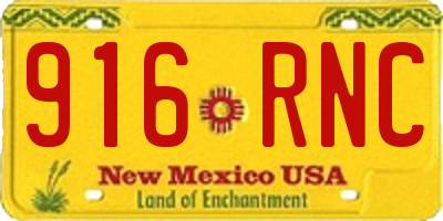 NM license plate 916RNC