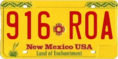 NM license plate 916ROA
