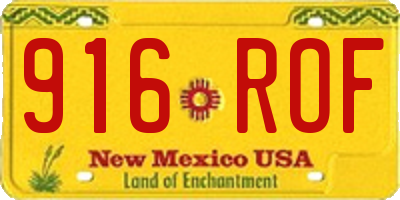 NM license plate 916ROF