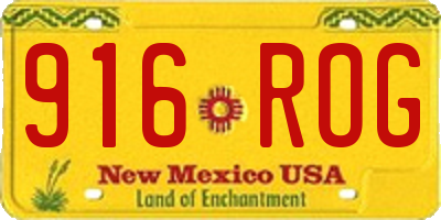 NM license plate 916ROG