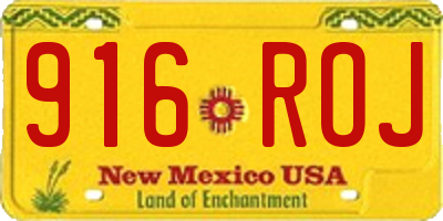 NM license plate 916ROJ