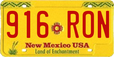 NM license plate 916RON