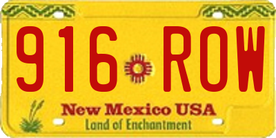 NM license plate 916ROW