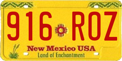 NM license plate 916ROZ