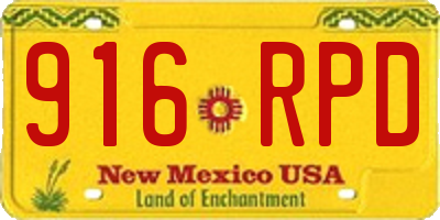 NM license plate 916RPD