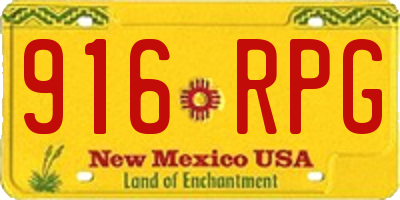 NM license plate 916RPG