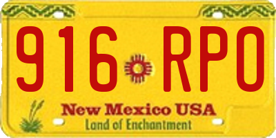 NM license plate 916RPO