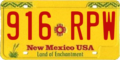 NM license plate 916RPW