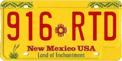 NM license plate 916RTD