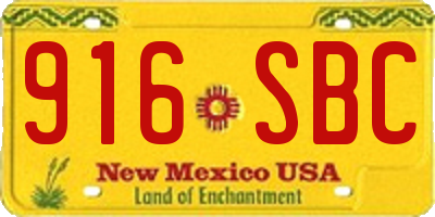 NM license plate 916SBC