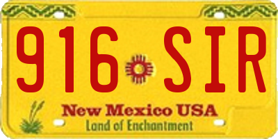 NM license plate 916SIR