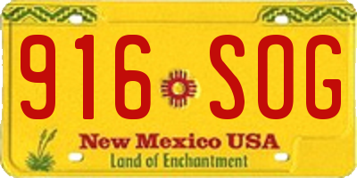 NM license plate 916SOG