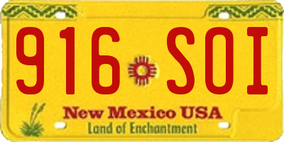NM license plate 916SOI