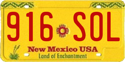 NM license plate 916SOL