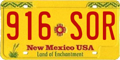 NM license plate 916SOR