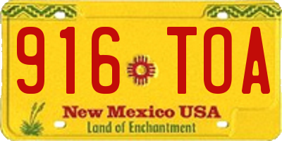 NM license plate 916TOA