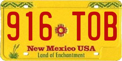 NM license plate 916TOB