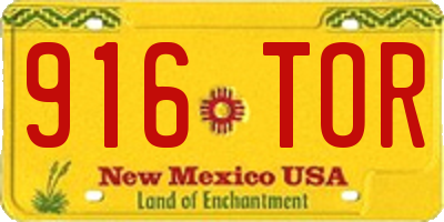 NM license plate 916TOR