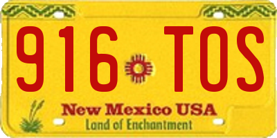 NM license plate 916TOS