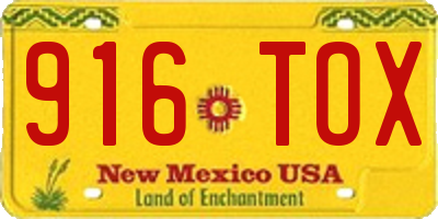 NM license plate 916TOX