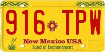 NM license plate 916TPW