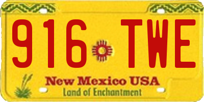 NM license plate 916TWE