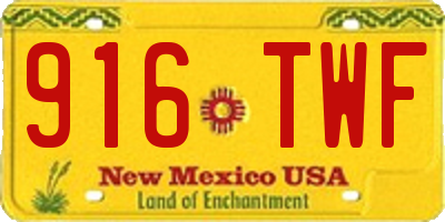 NM license plate 916TWF