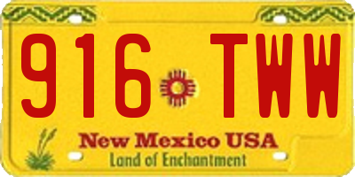 NM license plate 916TWW