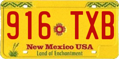 NM license plate 916TXB