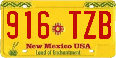 NM license plate 916TZB