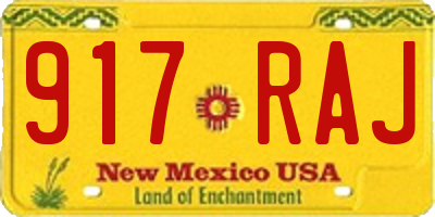 NM license plate 917RAJ