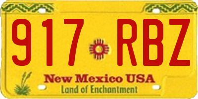 NM license plate 917RBZ