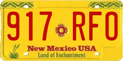 NM license plate 917RFO