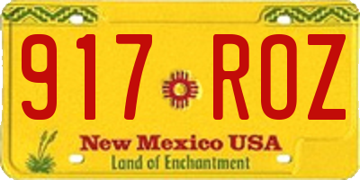 NM license plate 917ROZ