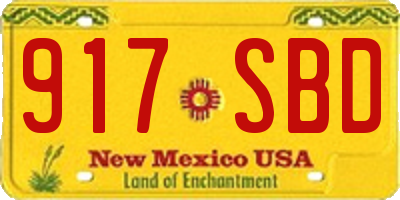 NM license plate 917SBD
