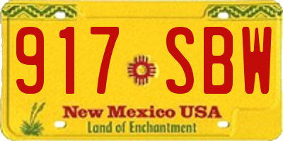 NM license plate 917SBW