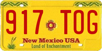 NM license plate 917TOG